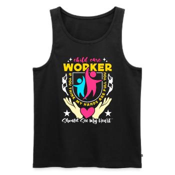 Child Care Worker If You Think My Hands Nurturer - Men's Premium Organic Tank Top - black - Front - Michal (187cm)