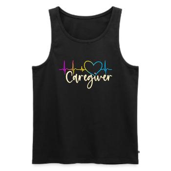 Caregiving Caregiver Heartbeat Loves Caretaker - Men's Premium Organic Tank Top - black - Front - AI Model Male 178 light (178cm)