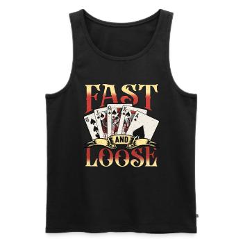 Classic Blackjack Fast And Loose Casino Card Game - Men's Premium Organic Tank Top - black - Front - AI Model Male 178 light (178cm)