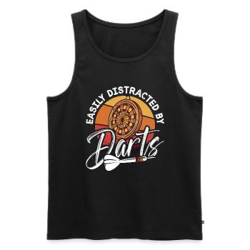 Darts Easily Distracted By Bullseye Dart Player - Männer Premium Bio Tank Top - Schwarz - Vorne - Michal (187cm)