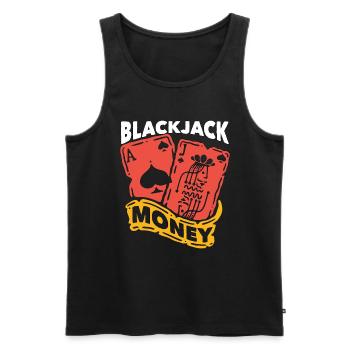 Classic Blackjack Money Casino Card Game Dealer - Men's Premium Organic Tank Top - black - Front - AI Model Male 178 light (178cm)