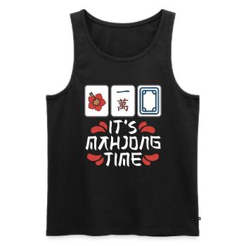 C’est Mahjong Time Loves Tuiles de jeu de société Mahjongg - Débardeur bio Premium Homme - noir - Devant - AI Model Male 178 light (178cm)