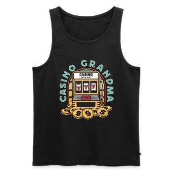 Slots Machine Casino Grandma Lucky Slots Gambling - Men's Premium Organic Tank Top - black - Front - AI Model Male 178 light (178cm)