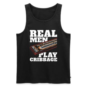 Cribbage Real Men Play Cribbage Loves Board Game - Men's Premium Organic Tank Top - black - Front - AI Model Male 178 light (178cm)