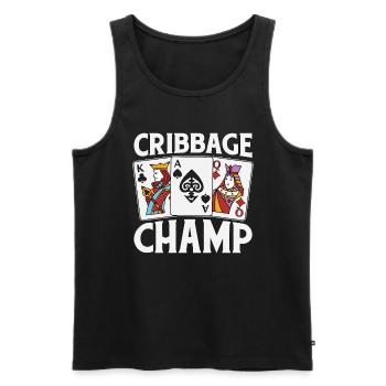 Cribbage Champ Loves Playing Cards Tournament - Men's Premium Organic Tank Top - black - Front - Michal (187cm)