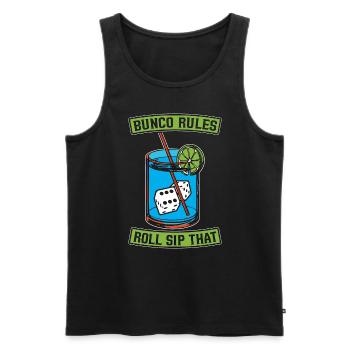 Bunco Rules Roll Sip That Gambling Bunco Party - Men's Premium Organic Tank Top - black - Front - AI Model Male 178 light (178cm)