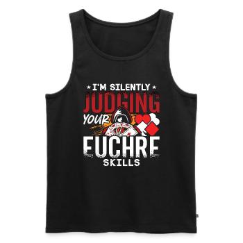 Euchre Je juge silencieusement ton jeu de cartes Euchre - Débardeur bio Premium Homme - noir - Devant - Michal (187cm)