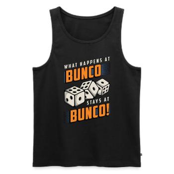 Bunco What Happens At Bunco Gambling Party Game - Men's Premium Organic Tank Top - black - Front - Michal (187cm)