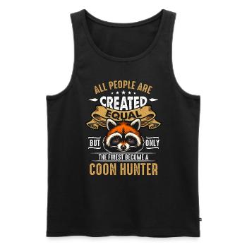 Chasse au raton laveur Tous les gens sont créés Chasseur de coon - Débardeur bio Premium Homme - noir - Devant - Michal (187cm)