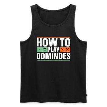 Dominos Comment jouer aux dominos aime le jeu de société - Débardeur bio Premium Homme - noir - Devant - Michal (187cm)