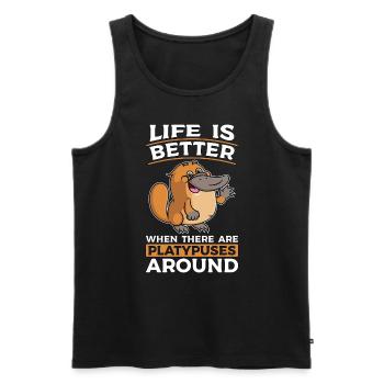 Platypus Life Is Better When There Living Fossil - Men's Premium Organic Tank Top - black - Front - Michal (187cm)