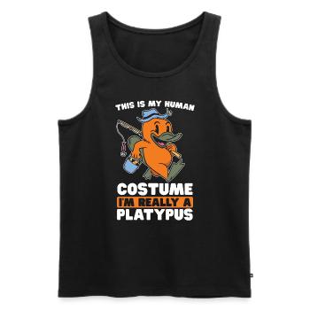 Ornithorynque C’est mon costume humain Je suis semi-aquatique - Débardeur bio Premium Homme - noir - Devant - Michal (187cm)
