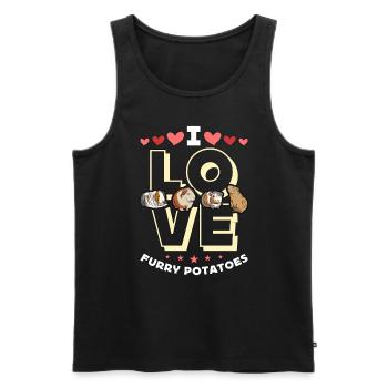 Cochon d’Inde J’aime les pommes de terre à fourrure Cavy Pet Animals - Débardeur bio Premium Homme - noir - Devant - Michal (187cm)