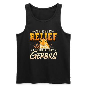 Gerbille pour soulager le stress Je pense aux rongeurs - Débardeur bio Premium Homme - noir - Devant - Michal (187cm)