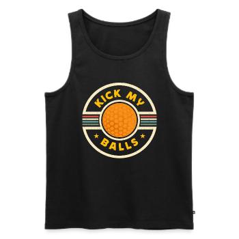 Kickball Kick My Balls aime les sports de compétition - Débardeur bio Premium Homme - noir - Devant - Michal (187cm)