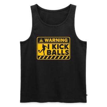 Avertissement de kickball I Kick Balls Tournoi de kickball - Débardeur bio Premium Homme - noir - Devant - Michal (187cm)