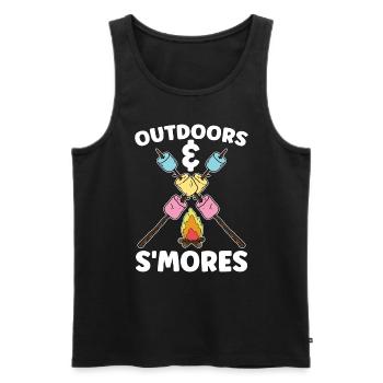 S'mores Outdoors & S'mores Roasting Marshmallows - Männer Premium Bio Tank Top - Schwarz - Vorne - AI Model Male 178 light (178cm)