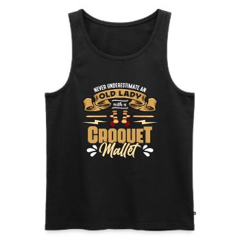 Croquet Never Underestimate An Old Lady Mallet - Männer Premium Bio Tank Top - Schwarz - Vorne - AI Model Male 178 light (178cm)