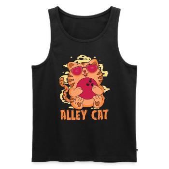 Bowling Alley Cat Loves Bowling Game Ninepins - Männer Premium Bio Tank Top - Schwarz - Vorne - AI Model Male 178 light (178cm)