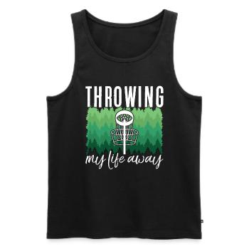 Flying Disc Throwing My Life Away Disc Golf Basket - Men's Premium Organic Tank Top - black - Front - Michal (187cm)