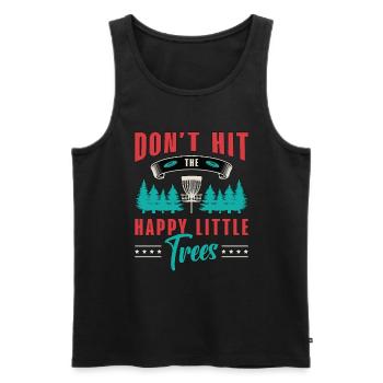 Flying Disc Don't Hit The Happy Little Disc Golf - Men's Premium Organic Tank Top - black - Front - AI Model Male 178 light (178cm)