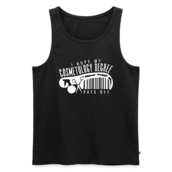 Cosmetology I Hope My Cosmetology Degree Skin Care - Men's Premium Organic Tank Top - black - Front - AI Model Male 178 light (178cm)