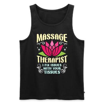 Massothérapeute Je résous les problèmes de physiothérapie - Débardeur bio Premium Homme - noir - Devant - Michal (187cm)