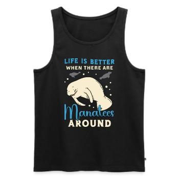 La vie en dugong est meilleure quand il y a des animaux marins - Débardeur bio Premium Homme - noir - Devant - AI Model Male 178 light (178cm)