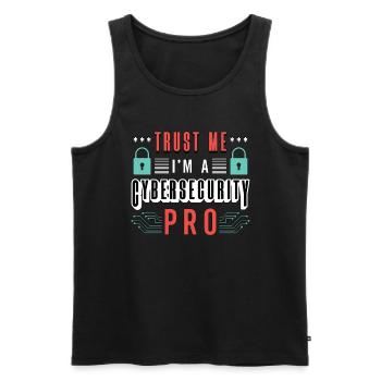 Cybersécurité Faites-moi confiance, je suis ingénieur réseau - Débardeur bio Premium Homme - noir - Devant - AI Model Male 178 light (178cm)