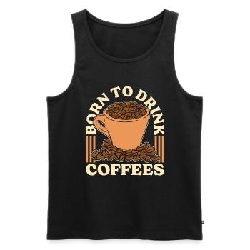 Espresso Born To Drink Cafés Cappuccino Latte - Débardeur bio Premium Homme - noir - Devant - Michal (187cm)