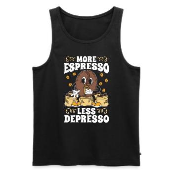 Espresso More Espresso Less Depresso Coffeeshop - Men's Premium Organic Tank Top - black - Front - AI Model Male 178 light (178cm)