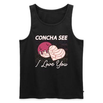 Concha See I Love You Conchas mexicaines de pain sucré - Débardeur bio Premium Homme - noir - Devant - AI Model Male 178 light (178cm)