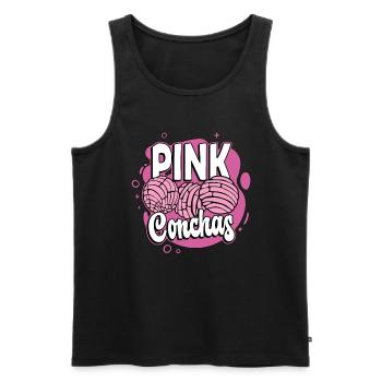 Pink Conchas aime la cuisine mexicaine Pain sucré aux coquillages - Débardeur bio Premium Homme - noir - Devant - AI Model Male 178 light (178cm)