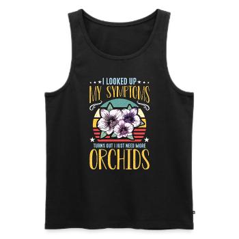 Orchidées J’ai recherché mes symptômes Orchid Grower - Débardeur bio Premium Homme - noir - Devant - AI Model Male 178 light (178cm)