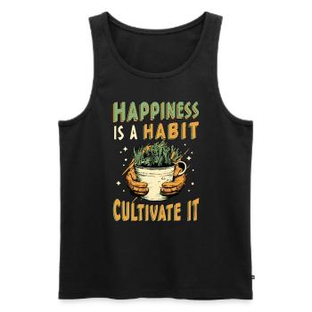 Houseplants Happiness Is A Habit Cultivate Florist - Men's Premium Organic Tank Top - black - Front - AI Model Male 178 light (178cm)