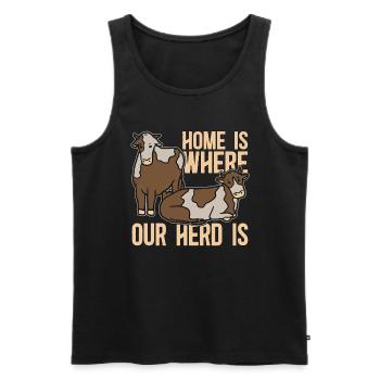 Harvester Home Is Where Our Herd Is Farming Life - Men's Premium Organic Tank Top - black - Front - AI Model Male 178 light (178cm)