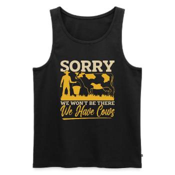 Cattle Farming Sorry We Won't Be There Cattle Farm - Men's Premium Organic Tank Top - black - Front - Michal (187cm)