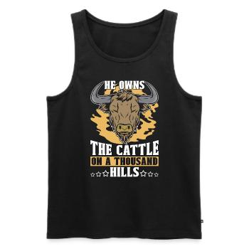 Cattle Farming He Owns The Cattle On Farm Animals - Men's Premium Organic Tank Top - black - Front - Michal (187cm)