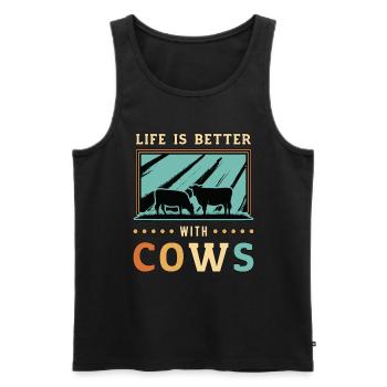 La vie des éleveurs de bétail est meilleure avec le bétail des vaches - Débardeur bio Premium Homme - noir - Devant - Michal (187cm)
