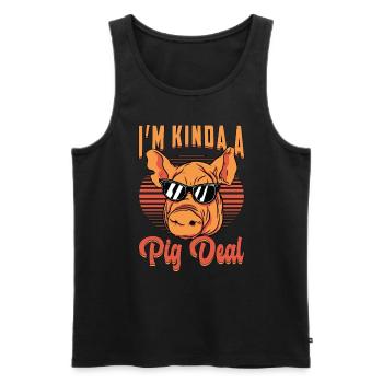 Élevage de porcs Je suis un peu un cochon Deal aime la ferme porcine - Débardeur bio Premium Homme - noir - Devant - AI Model Male 178 light (178cm)