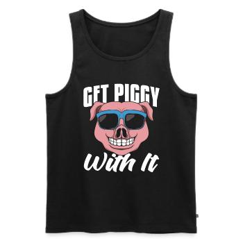 L’élevage de porcs Get Piggy avec lui Fermier d’animaux de ferme - Débardeur bio Premium Homme - noir - Devant - Michal (187cm)