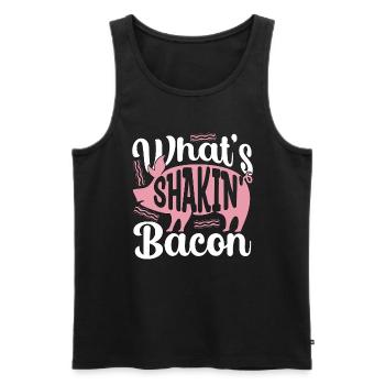 L’élevage porcin Qu’est-ce que Shakin' Bacon Farm Products - Débardeur bio Premium Homme - noir - Devant - Michal (187cm)