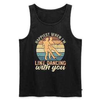Danse en ligne Le plus heureux quand je suis en ligne Musique country - Débardeur bio Premium Homme - noir - Devant - Michal (187cm)