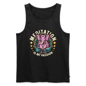 Meditation Is My Passion Spiritual Elephant Lover - Men's Premium Organic Tank Top - black - Front - Michal (187cm)
