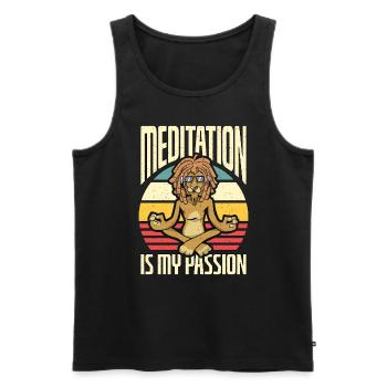 La méditation est ma passion Exercice Yoga Lion Lover - Débardeur bio Premium Homme - noir - Devant - Michal (187cm)