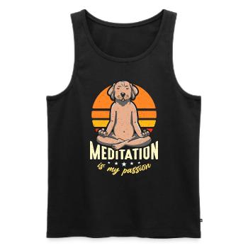 Meditation Is My Passion Yoga Relaxation Dog Lover - Men's Premium Organic Tank Top - black - Front - Michal (187cm)