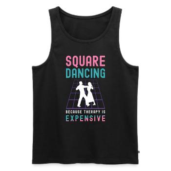 Square Dancing Because Therapy Is Country Dance - Men's Premium Organic Tank Top - black - Front - AI Model Male 178 light (178cm)