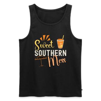 Sweet Tea Sweet Southern Mess Loves Southern Food - Men's Premium Organic Tank Top - black - Front - Michal (187cm)