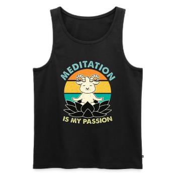 Meditation Is My Passion Exercise Yoga Goat Lover - Men's Premium Organic Tank Top - black - Front - AI Model Male 178 light (178cm)