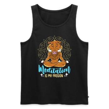 La méditation est ma passion Aime le yoga Amoureux des sangliers - Débardeur bio Premium Homme - noir - Devant - Michal (187cm)